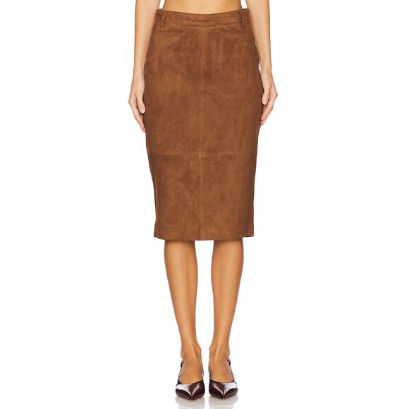 Retrofete Marcella Suede Skirt Minimalist Statement Luxury Classy Cinnamon XXS - Picture 1 of 10